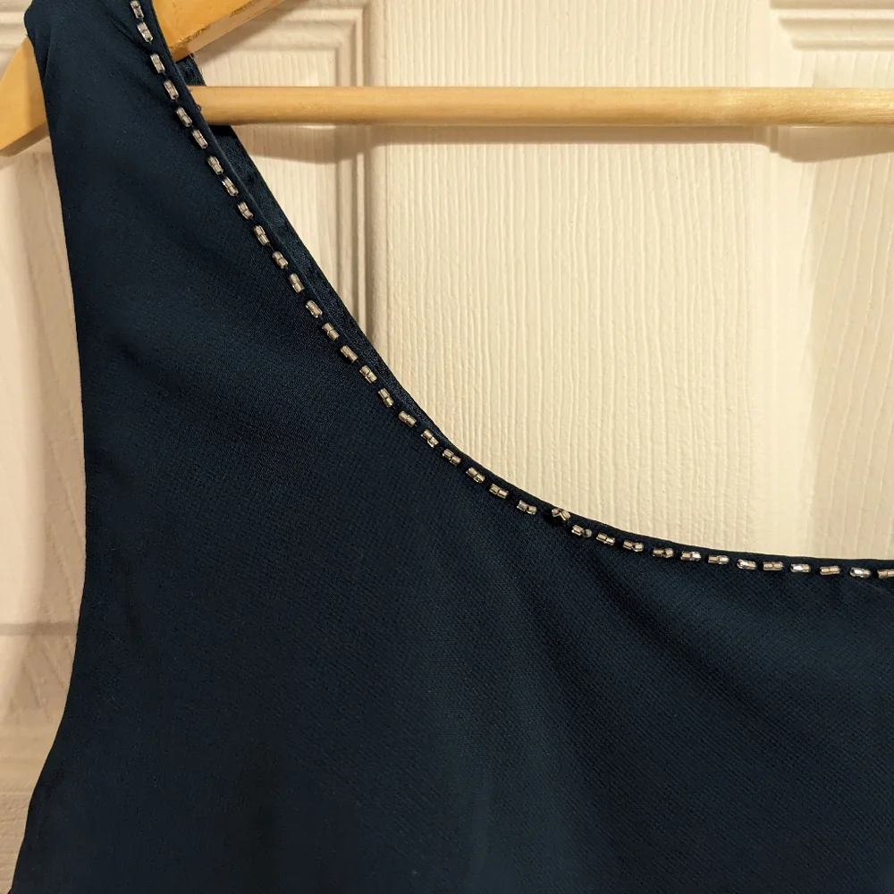 Jean De Lys Blue Dress sleeveless With asymmetrical hem size 18 (Read condition) - Picture 5 of 14
